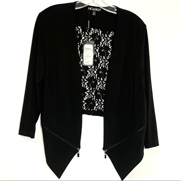 picadilly Jackets & Blazers - Black Lace Asymmetrical Jacket Whimsigoth Boho Gothic Romantic Witchy M NWT $95